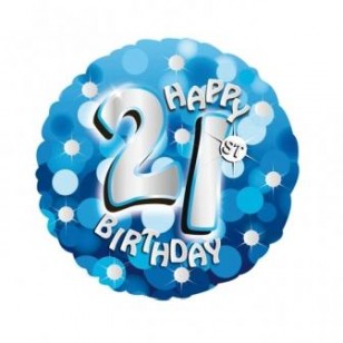 Blue Sparkle 21st Birthday Balloon